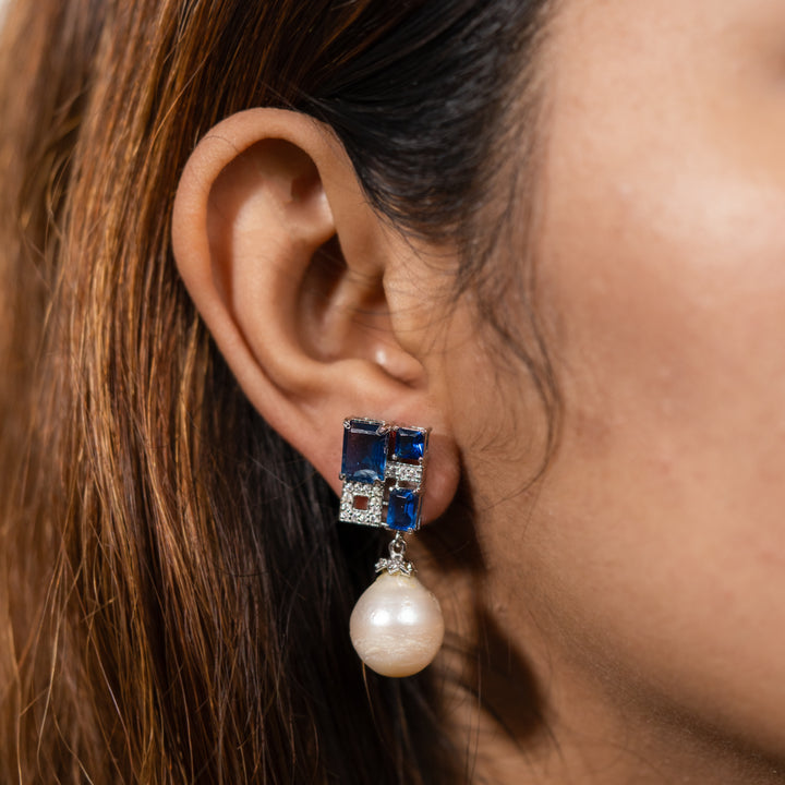 Blue stud with a drop