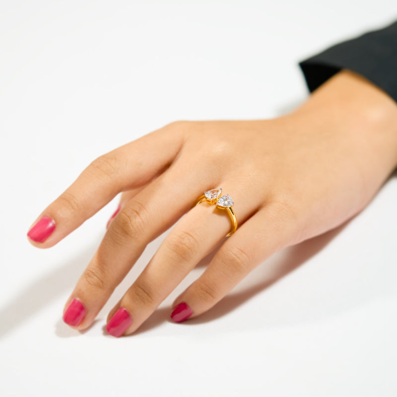 Pear & Heart Silver Ring | Zeya Luxe Jewels