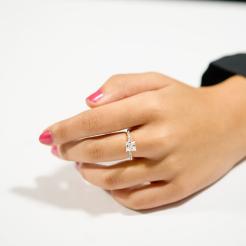 Princess Cut Diamond Stud Ring | Zeya Luxe Jewels