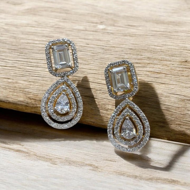classic round/princess cut with drop earrings