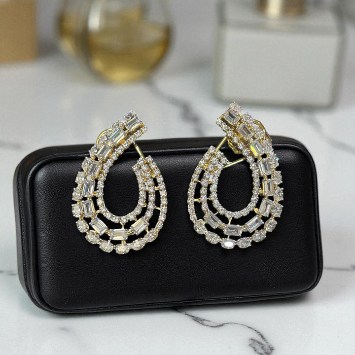 3 line alternate heavy earrings