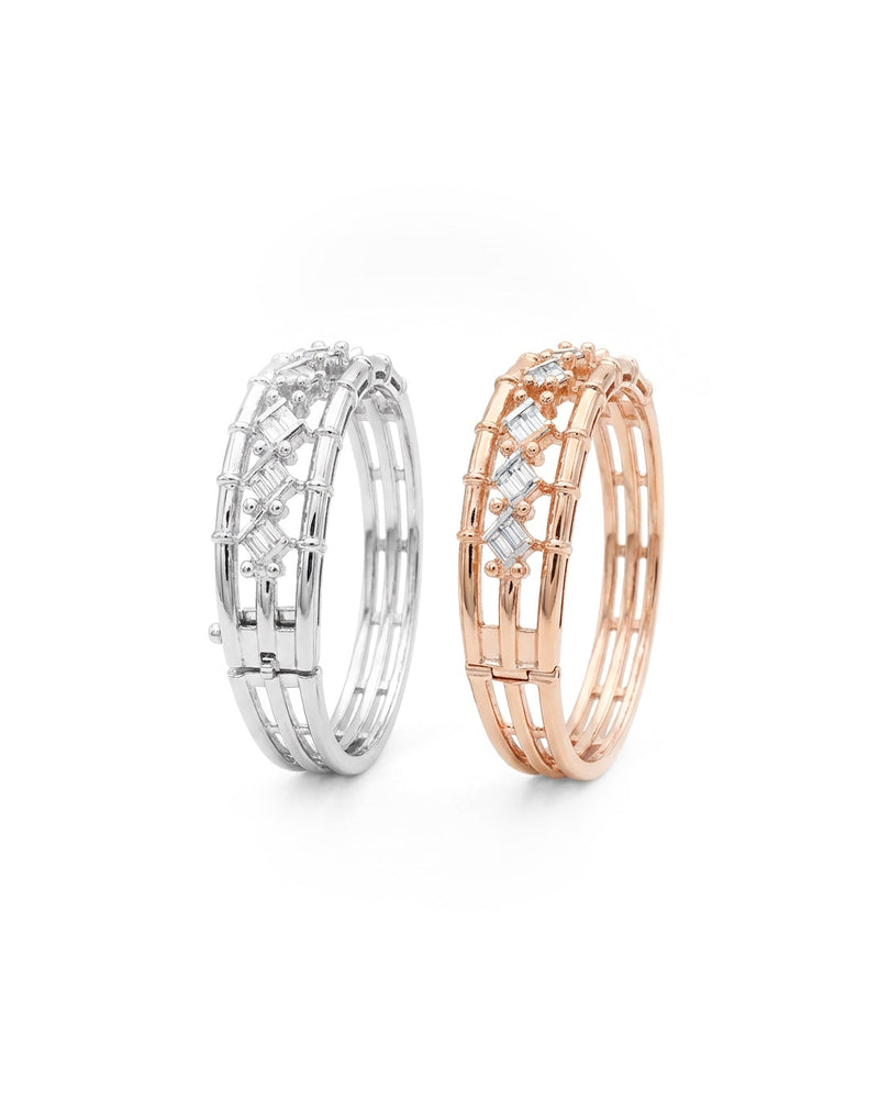 Alternate Emerald Cut Design Silver Bracelet | Zeya Luxe Jewels