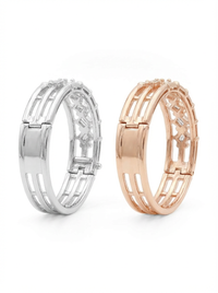 Alternate Emerald Cut Design Silver Bracelet | Zeya Luxe Jewels