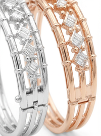 Alternate Emerald Cut Design Silver Bracelet | Zeya Luxe Jewels