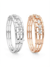Alternate Emerald Cut Design Silver Bracelet | Zeya Luxe Jewels