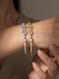 Alternate Emerald & Marquise Silver Bracelet | Zeya Luxe Jewels