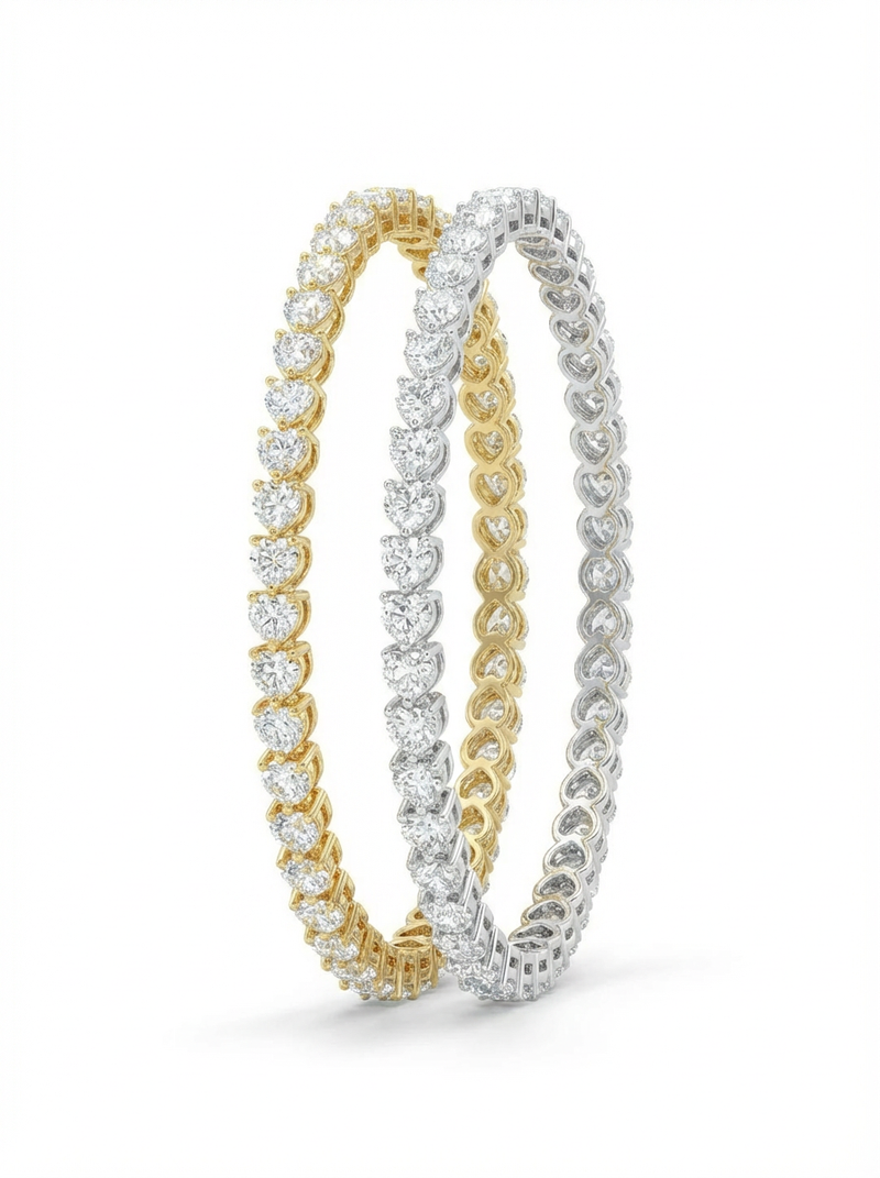Heart Gemstone Silver Bangle | Zeya Luxe Jewels