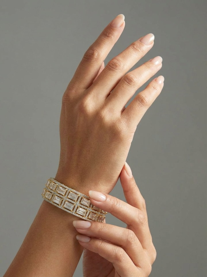 Emerald Cut Premium Silver Bracelet | Zeya Luxe Jewels