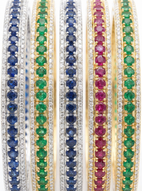 Heart Gemstone Premium Silver Bangle | Zeya Luxe Jewels