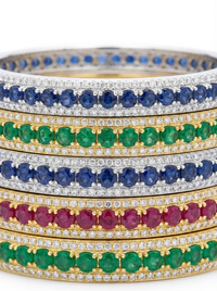 Heart Gemstone Premium Silver Bangle | Zeya Luxe Jewels