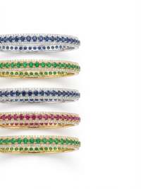 Heart Gemstone Premium Silver Bangle | Zeya Luxe Jewels