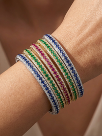 Heart Gemstone Premium Silver Bangle | Zeya Luxe Jewels