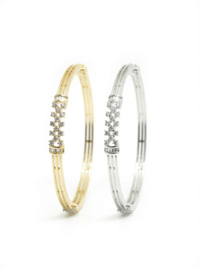 Round Gemstone Silver Bangle | Zeya Luxe Jewels