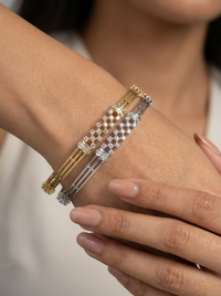 Round Gemstone Silver Bangle | Zeya Luxe Jewels