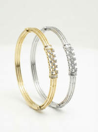Round Gemstone Silver Bangle | Zeya Luxe Jewels