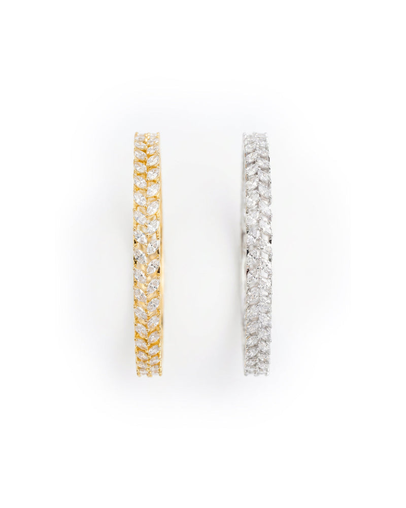 Leaf Design Silver Bangle | Zeya Luxe Jewels