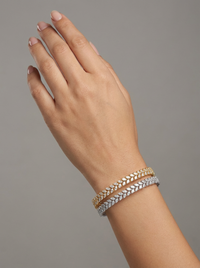 Leaf Design Silver Bangle | Zeya Luxe Jewels