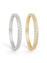 Leaf Design Silver Bangle | Zeya Luxe Jewels