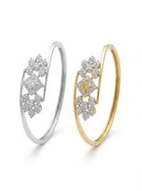 Twin Flower Diamond Silver Bracelet | Zeya Luxe Jewels