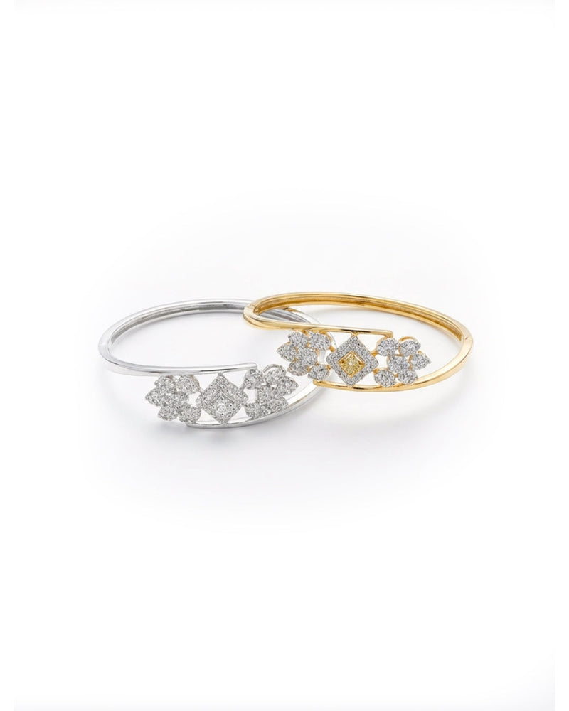 Twin Flower Diamond Silver Bracelet | Zeya Luxe Jewels