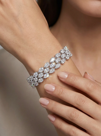 Twin Flower Diamond Silver Bracelet | Zeya Luxe Jewels