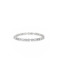 Alternate Heart Emerald & Round Tennis Silver Bracelet | Zeya Luxe Jewels