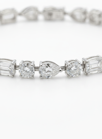 Alternate Heart Emerald & Round Tennis Silver Bracelet | Zeya Luxe Jewels