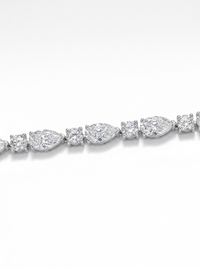 Alternate Heart Emerald & Round Tennis Silver Bracelet | Zeya Luxe Jewels