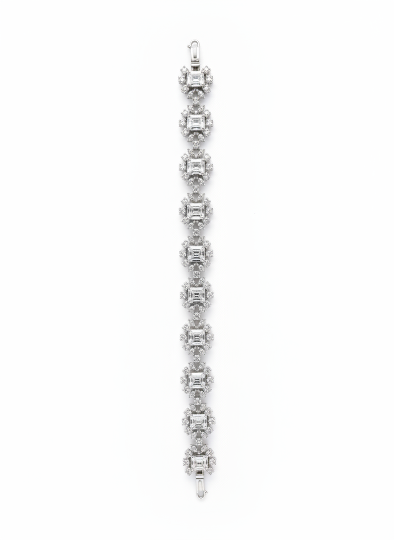 Emerald Radiant Tennis Silver Bracelet | Zeya Luxe Jewels