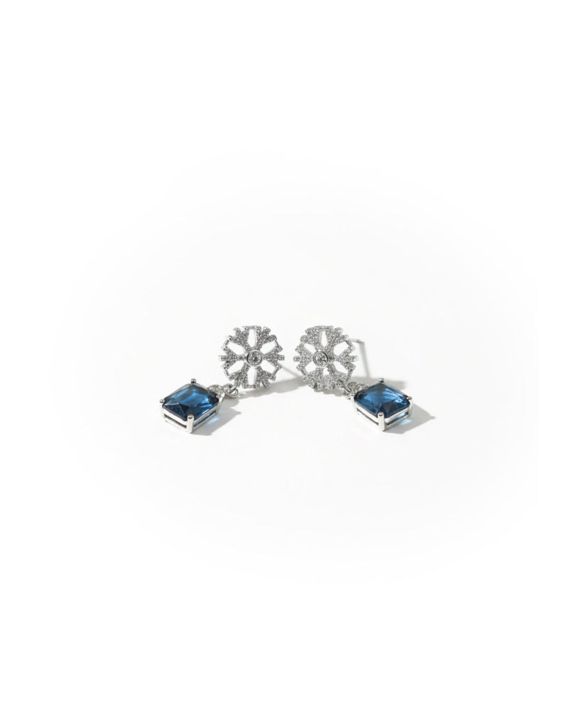 Blue Gemstone Dangler Silver Earrings | Zeya Luxe Jewels