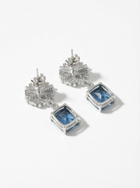 Blue Gemstone Dangler Silver Earrings | Zeya Luxe Jewels