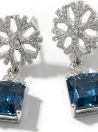 Blue Gemstone Dangler Silver Earrings | Zeya Luxe Jewels