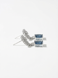 Blue Gemstone Dangler Silver Earrings | Zeya Luxe Jewels