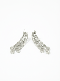 Long Flowy Dangler Silver Earrings | Zeya Luxe Jewels