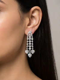 Long Flowy Dangler Silver Earrings | Zeya Luxe Jewels