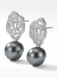 Flower & Pearl Drop Silver Earrings | Zeya Luxe Jewels