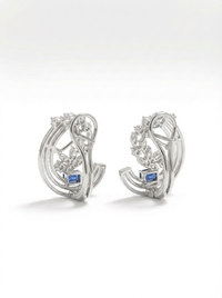 Blue Radiant Gemstone Silver Earrings | Zeya Luxe Jewels
