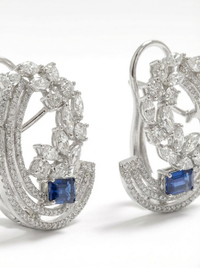 Blue Radiant Gemstone Silver Earrings | Zeya Luxe Jewels