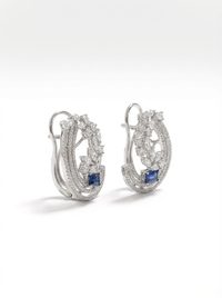 Blue Radiant Gemstone Silver Earrings | Zeya Luxe Jewels