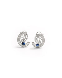 Blue Radiant Gemstone Silver Earrings | Zeya Luxe Jewels