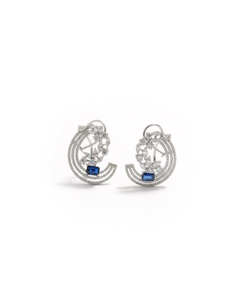 Blue Radiant Gemstone Silver Earrings | Zeya Luxe Jewels