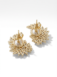 Stud with Moti Pearl Silver Earrings | Zeya Luxe Jewels