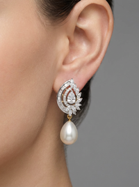 Pearl Drop Silver Earrings | Zeya Luxe Jewels