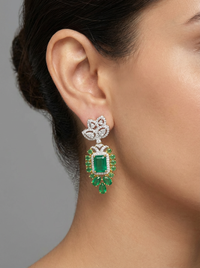 Marquise with Drop Silver Earrings | Zeya Luxe Jewels
