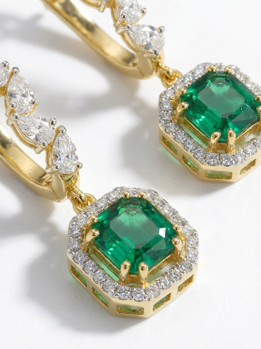 Emerald drop Earrings