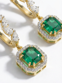 Emerald Drop Silver Earrings | Zeya Luxe Jewels