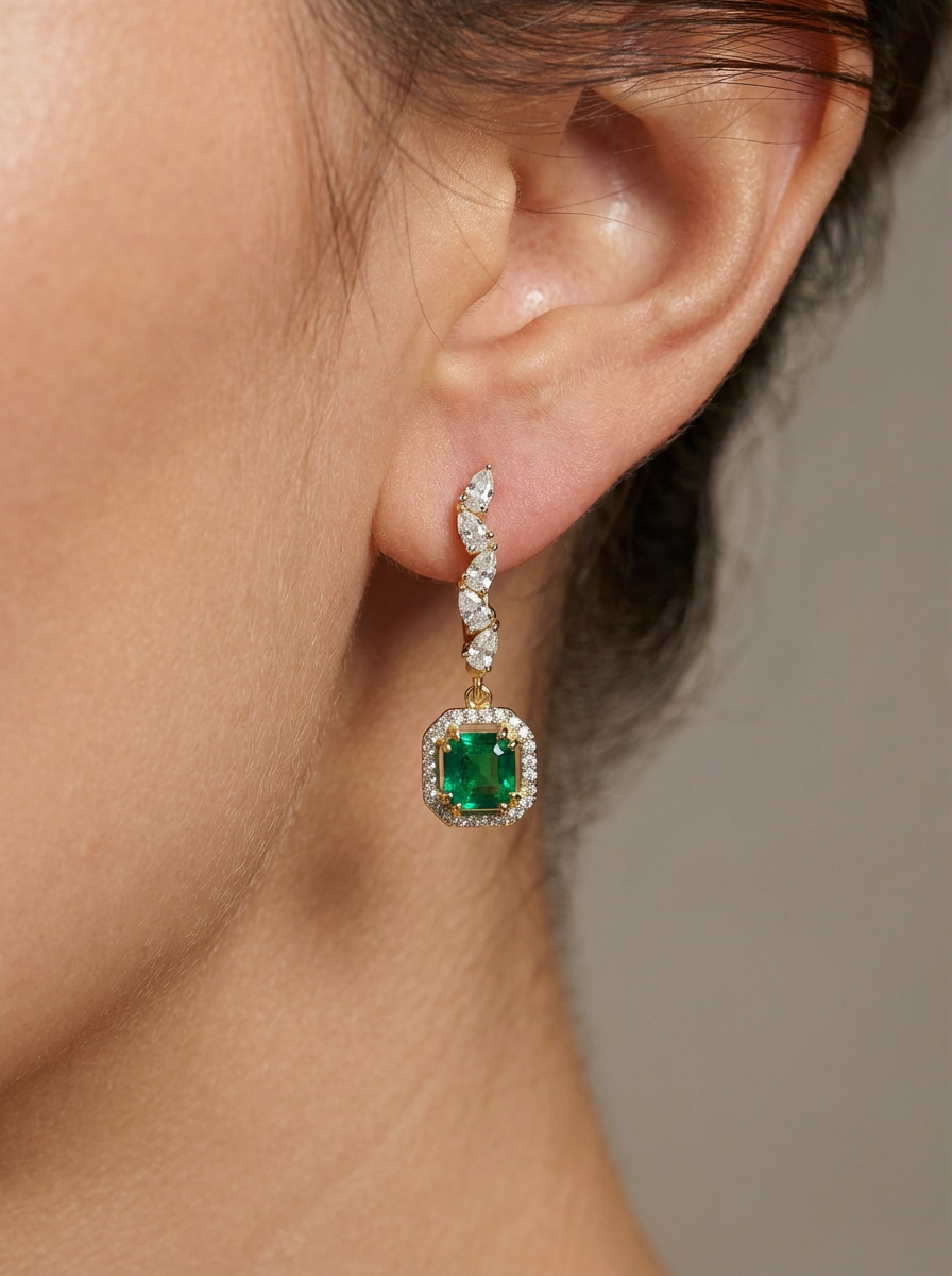 Emerald drop Earrings