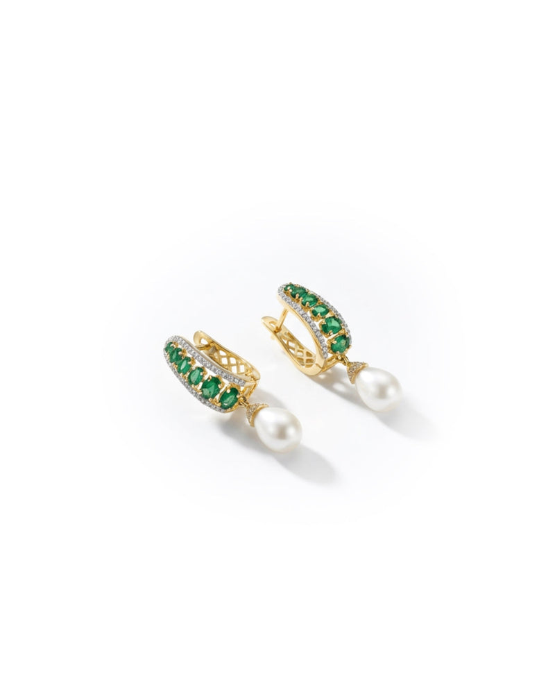 Loop with Moti Pearl Silver Earrings | Zeya Luxe Jewels