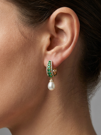 Loop with Moti Pearl Silver Earrings | Zeya Luxe Jewels