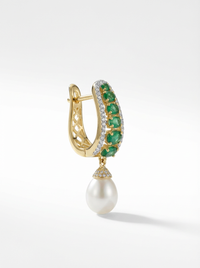 Loop with Moti Pearl Silver Earrings | Zeya Luxe Jewels